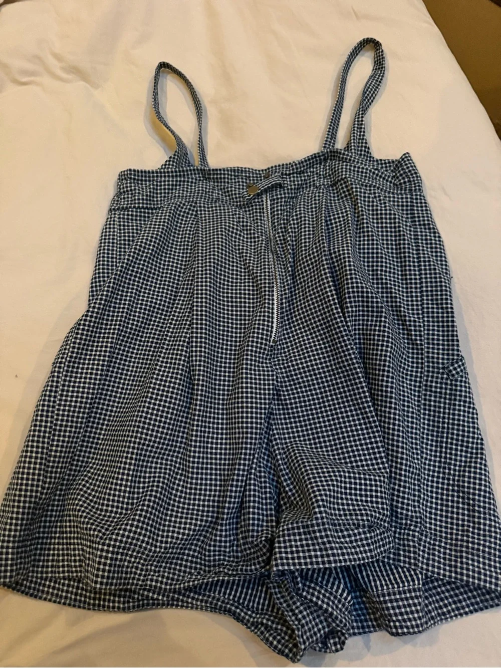 white, black, and grey romper free people size small